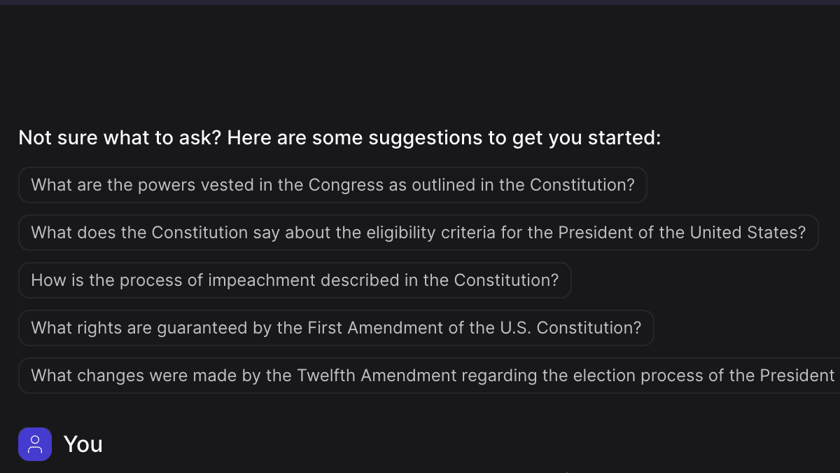 Instant Expertise Chat with PDF AI interface showing document question answering